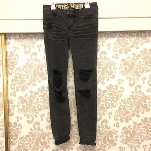 black crop off jeans